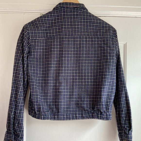 Quicksilver Cropped Flannel Jacket, Navy Plaid, X SMALL - Picture 2 of 3